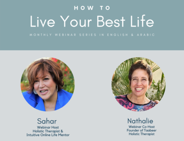 life coaches Sahar & Nathalie on a joint webinar poster